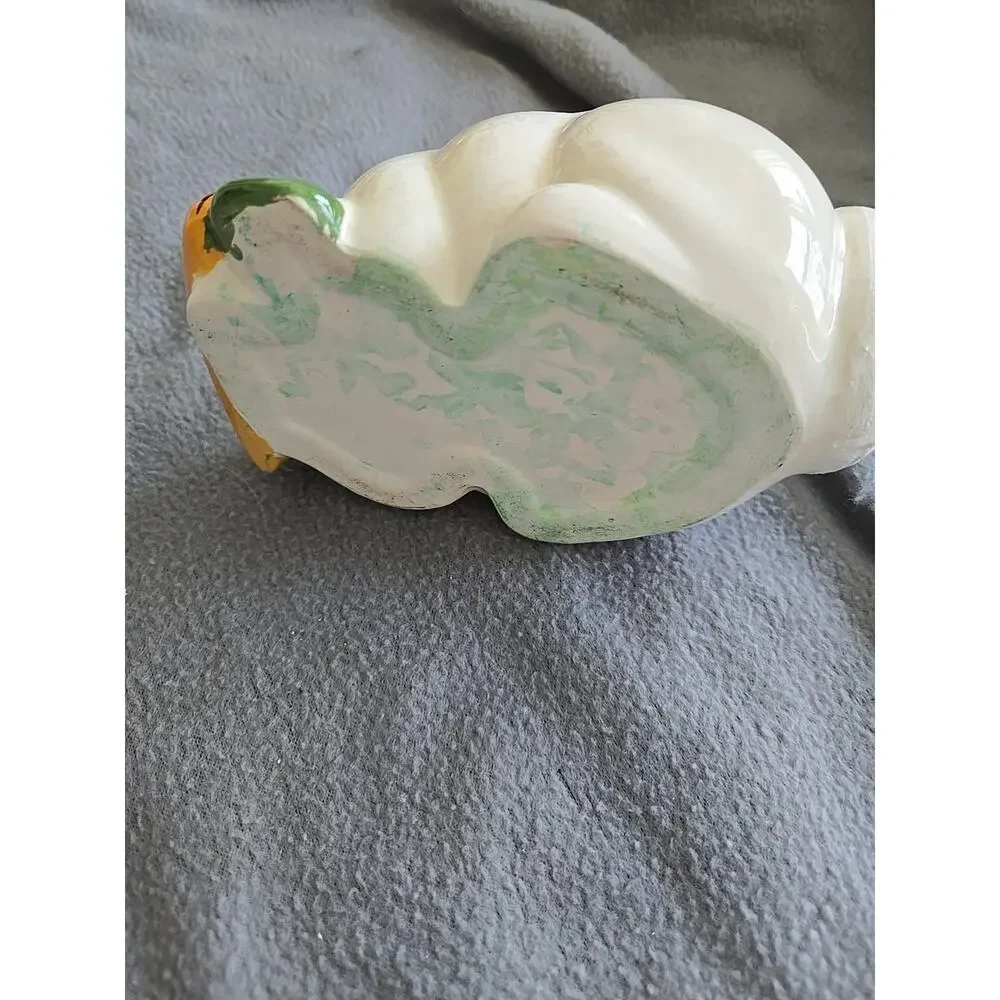 Vintage White Bunny Rabbit Eating a Carrot Figurine-1968-Hand Crafted-Signed